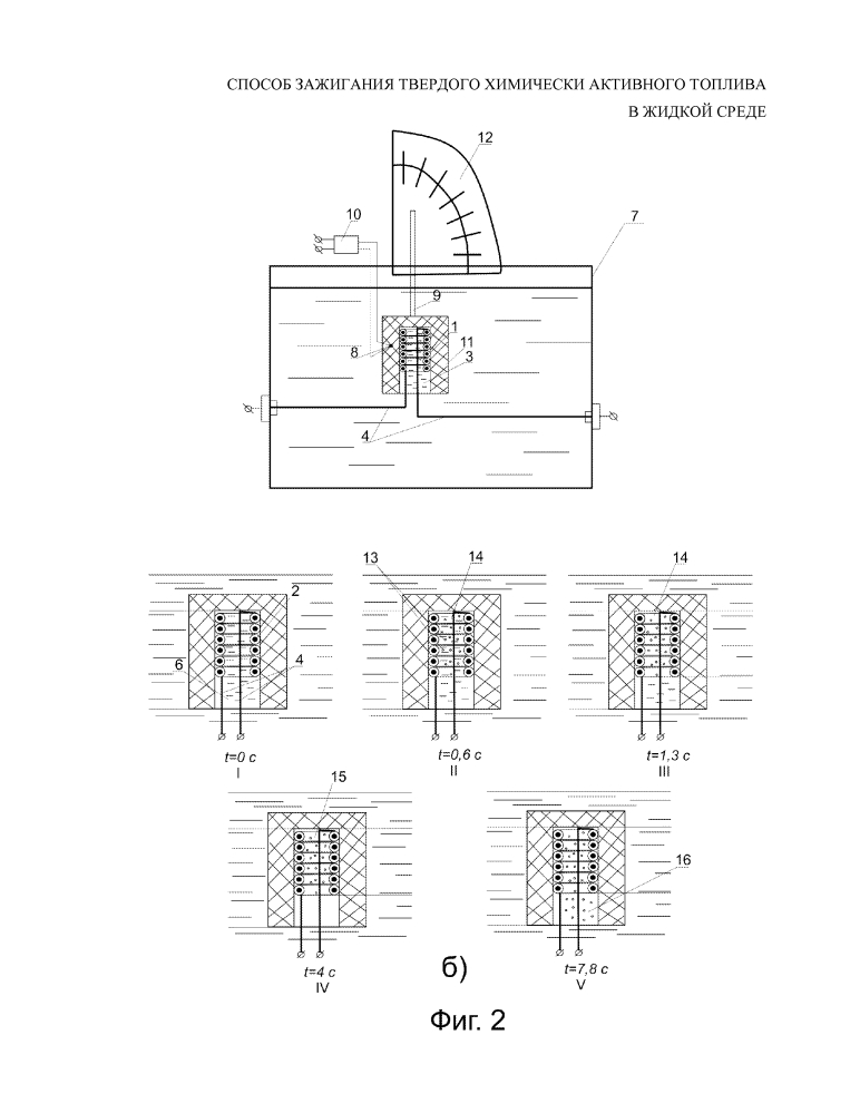 Способ зажигания твердого химически активного топлива в жидкой среде (патент 2594935)