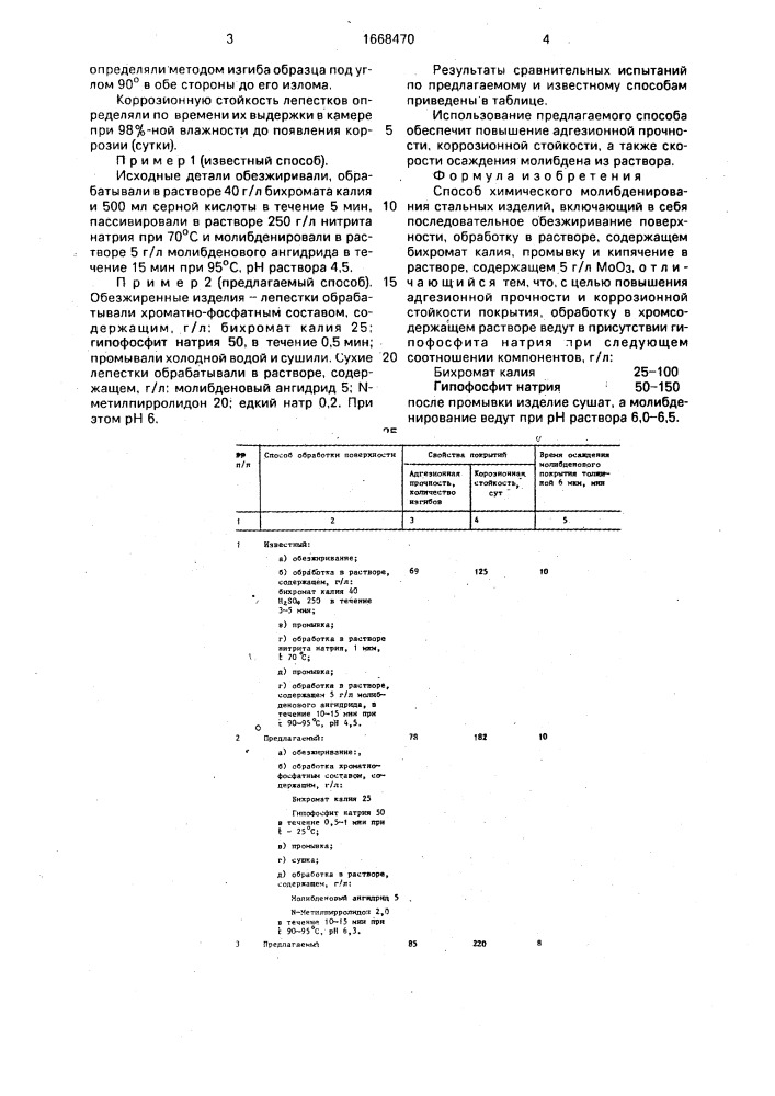 Способ химического молибденирования стальных изделий (патент 1668470)