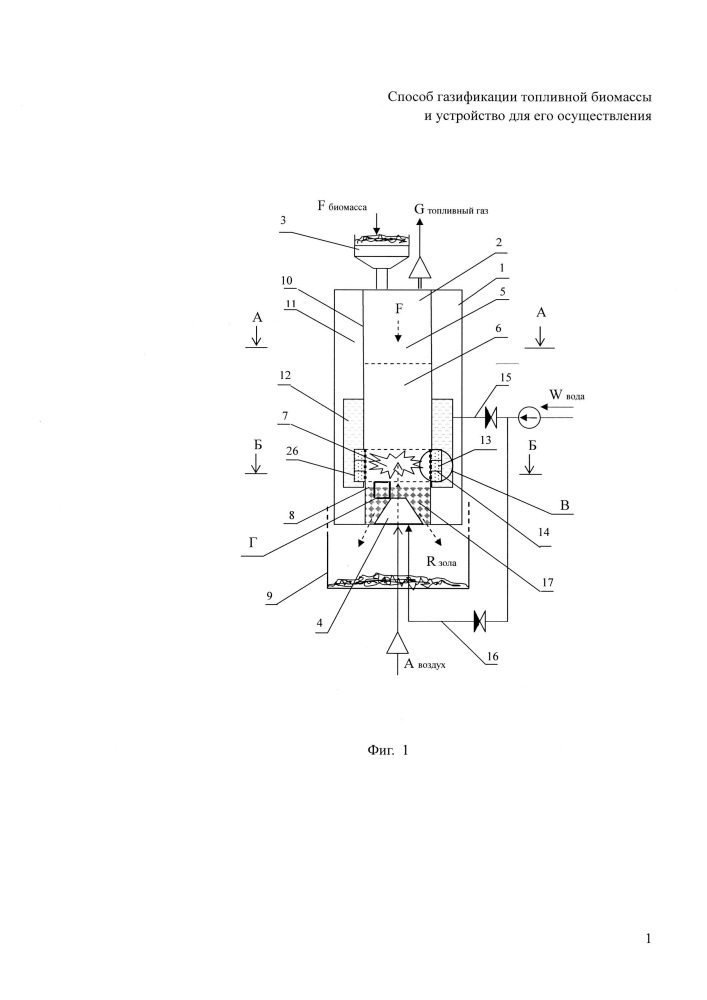 Способ газификации топливной биомассы и устройство для его осуществления (патент 2631812)