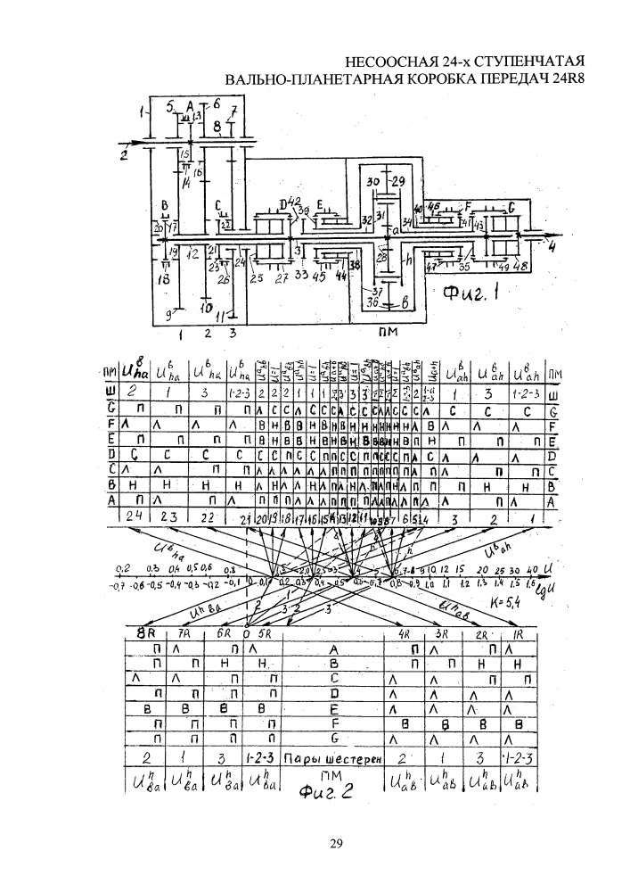 Несоосная 24-х ступенчатая вально-планетарная коробка передач 24 r8 (патент 2652417)