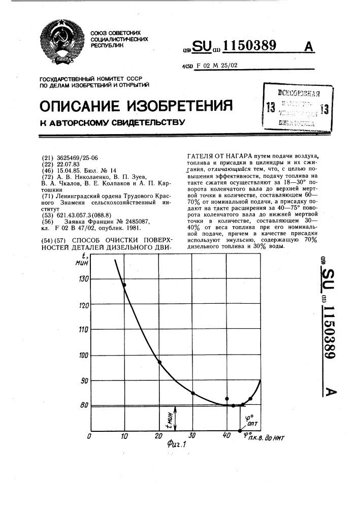 Способ очистки поверхностей деталей дизельного двигателя от нагара (патент 1150389)