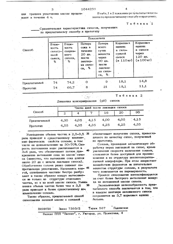 Способ силосования растительного сырья (патент 1044259)