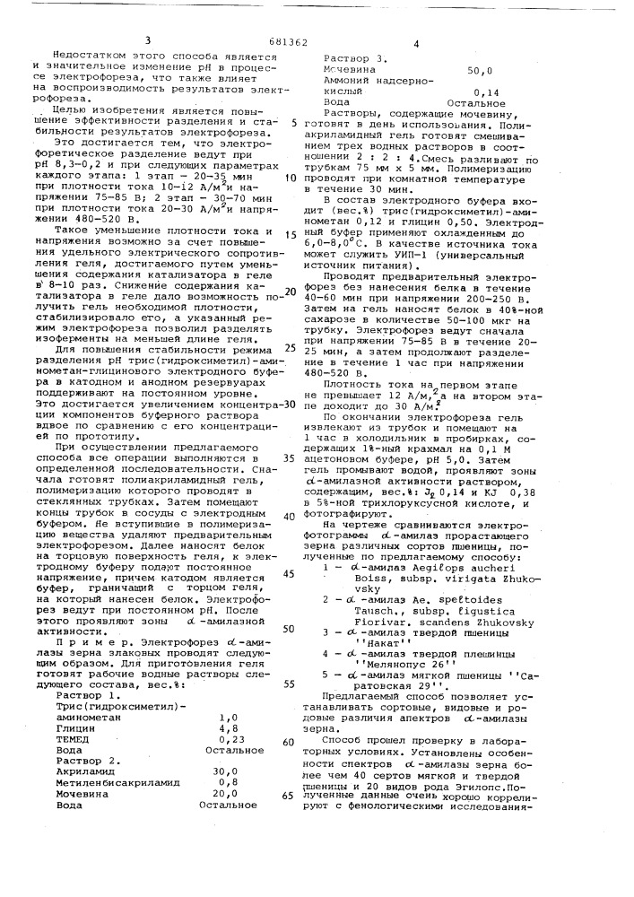 Способ электрофоретического разделения изоферментов - амилазы (патент 681362)