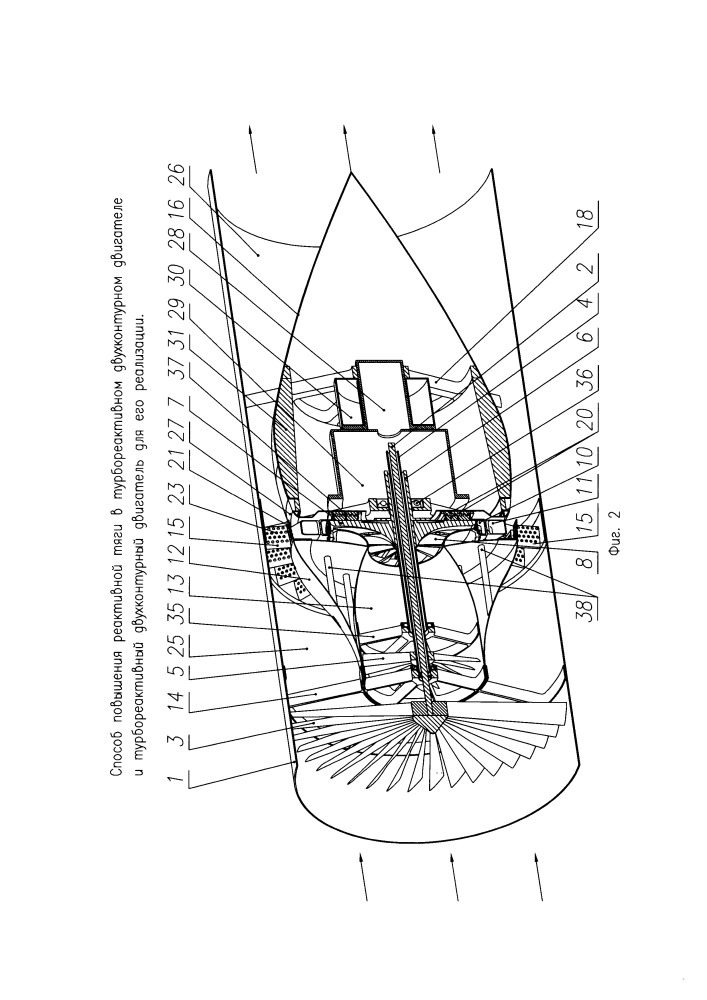 Способ повышения реактивной тяги в турбореактивном двухконтурном двигателе и турбореактивный двухконтурный двигатель для его реализации (патент 2665760)
