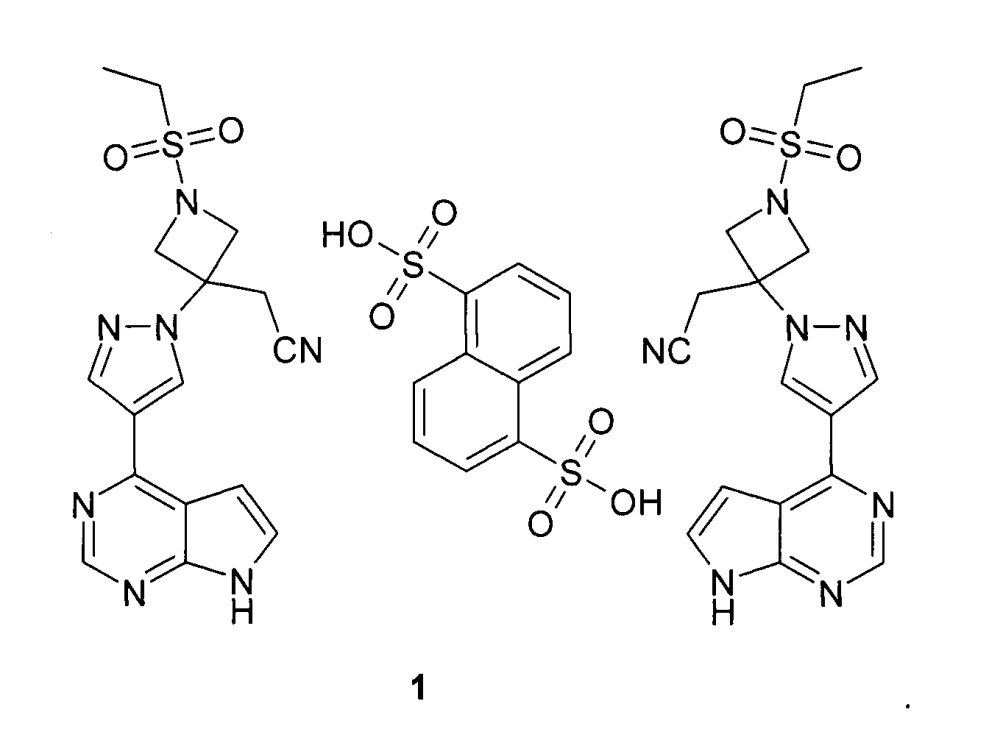 2-(3-(4-(7h-пирроло[2,3-d]пиримидин-4-ил)-1h-пиразол-1-ил)-1-(этилсульфонил)азетидин-3-ил)ацетонитрила геминафтилдисульфонат в качестве ингибитора янус киназ (патент 2644155)