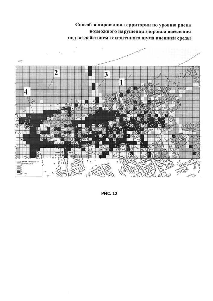 Способ зонирования территории по уровню риска возможного нарушения здоровья населения под воздействием техногенного шума внешней среды (патент 2613605)