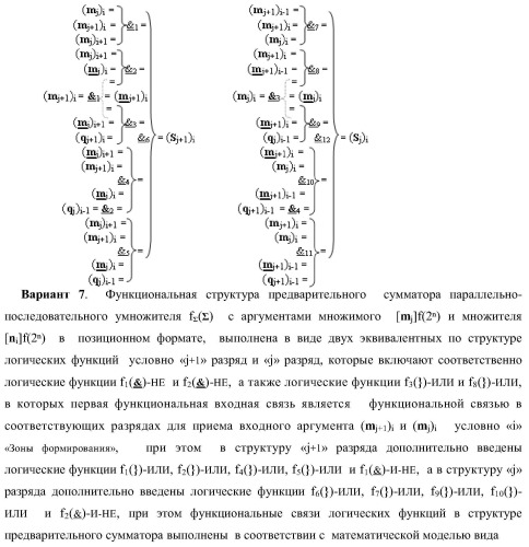 Функциональная структура предварительного сумматора параллельно-последовательного умножителя f ( ) с аргументами множимого [mj]f(2n) и множителя [ni]f(2n) в позиционном формате (варианты) (патент 2422879)
