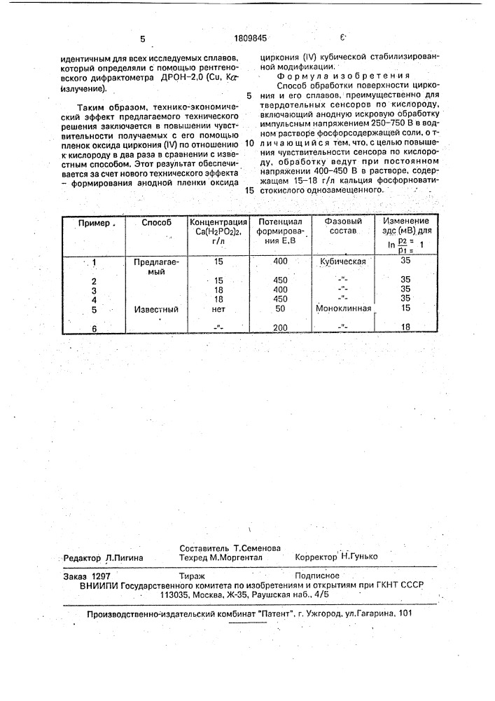 Способ обработки поверхности циркония и его сплавов (патент 1809845)