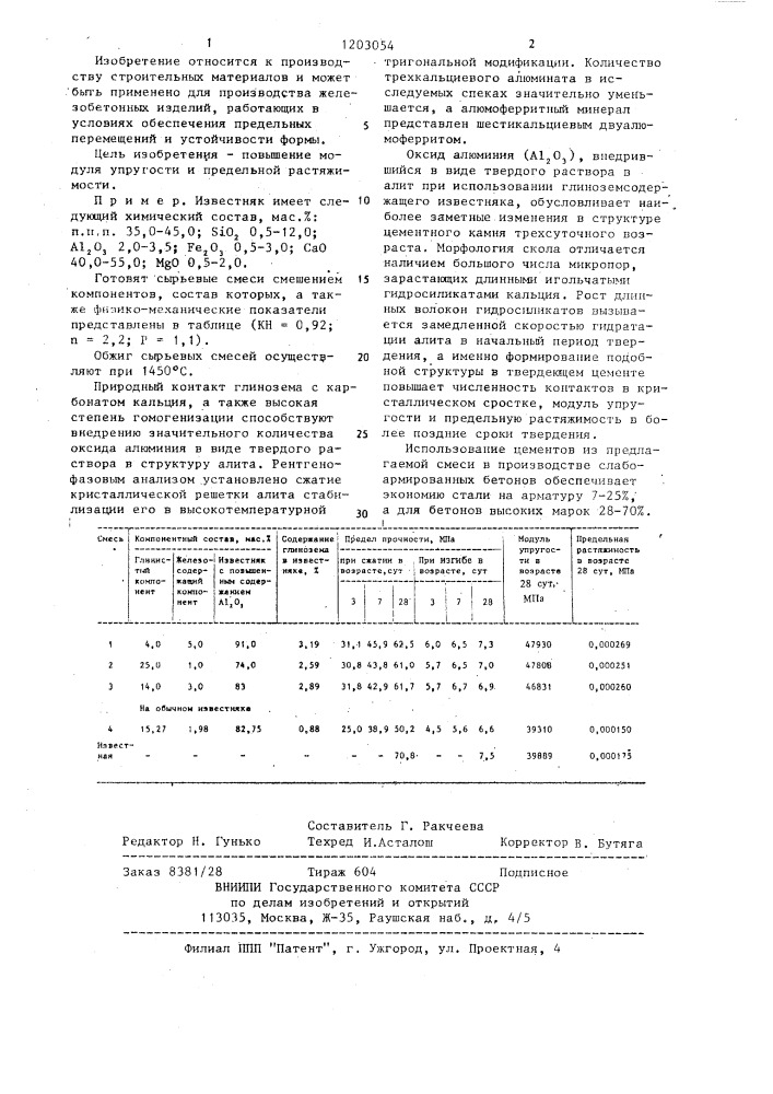 Сырьевая смесь для получения портландцементного клинкера (патент 1203054)