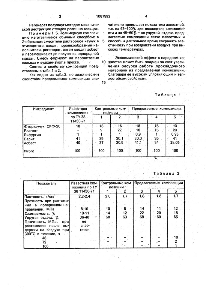 Полимерная композиция для уплотнительных изделий (патент 1081992)