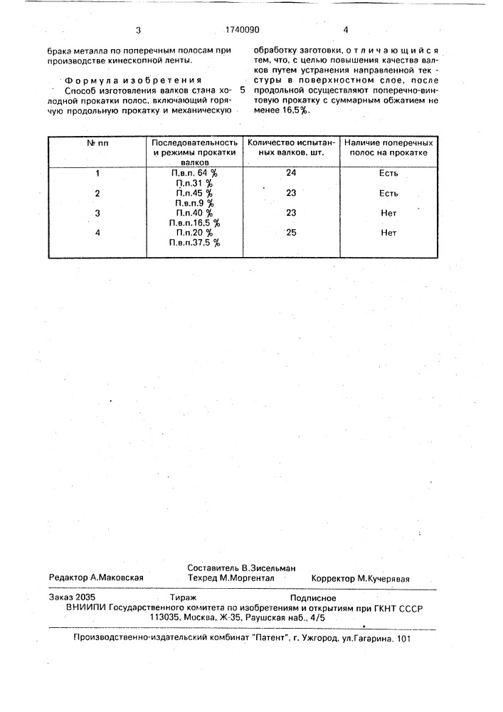 Способ изготовления валков стана холодной прокатки полос (патент 1740090)