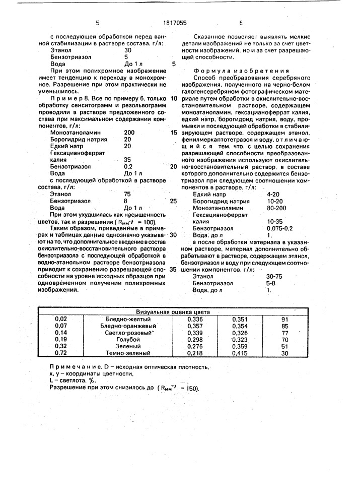 Способ преобразования серебряного изображения (патент 1817055)