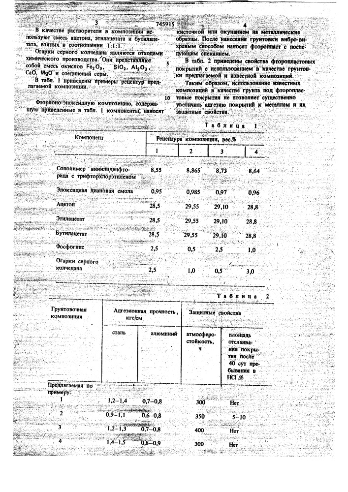 Фторлоно-эпоксидная грунтовочная композиция (патент 745915)