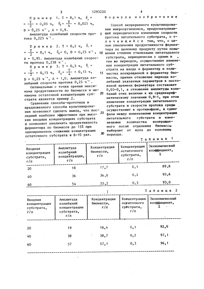 Способ непрерывного культивирования микроорганизмов (патент 1293220)