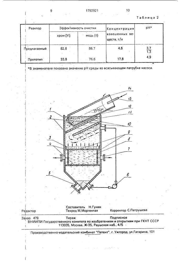 Аппарат для очистки сточных вод от ионов тяжелых металлов (патент 1792921)