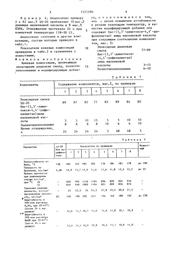 Клеевая композиция (патент 1525186)