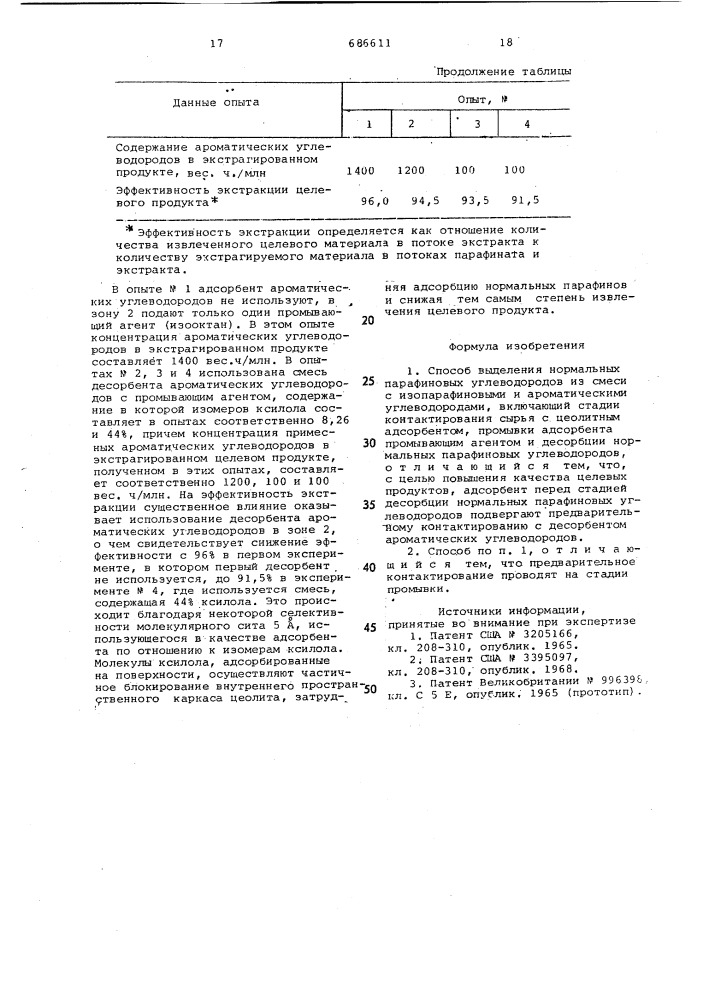 Способ выделения нормальных парафиновых углеводородов из смеси с изопарафиновыми и ароматическими углеводородами (патент 686611)