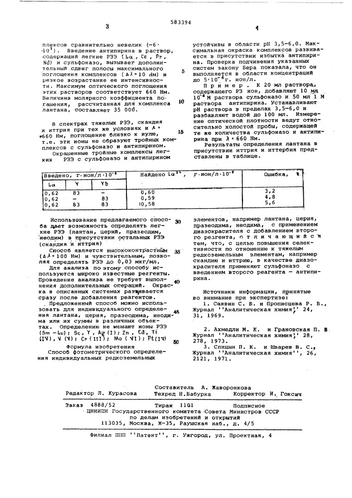 Способ фотометрического определения индивидуальных редкоземельных элементов (патент 583394)