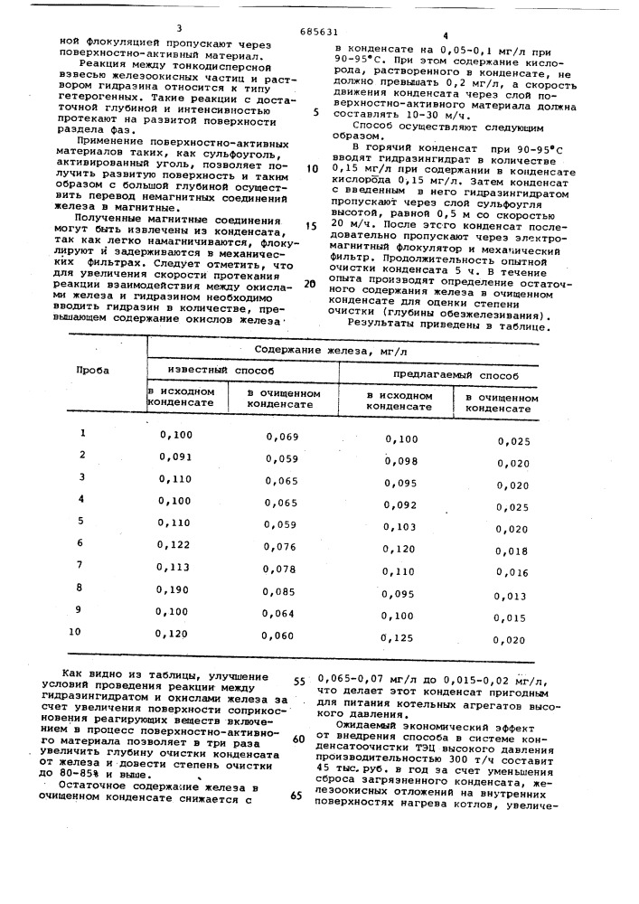 Способ магнитной очистки конденсата (патент 685631)