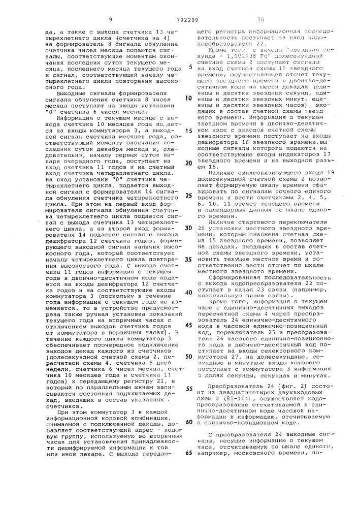 Устройство динамической индикации времени суток и календаря (патент 792209)