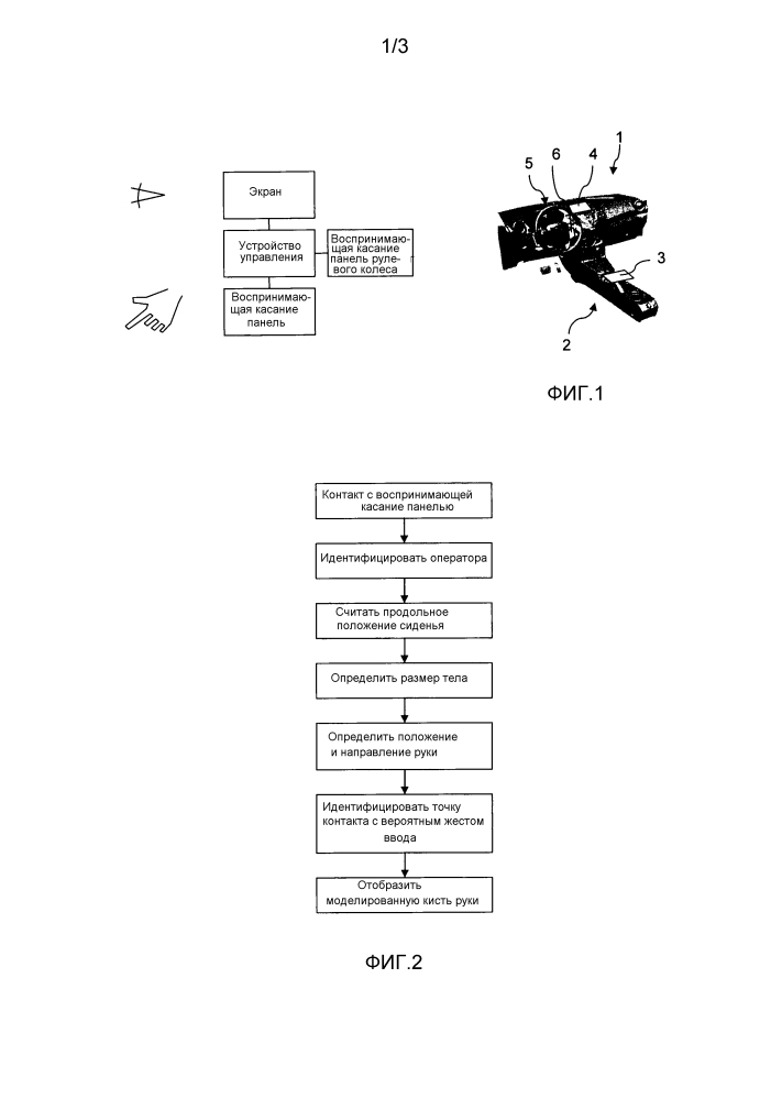 Способ и устройство для отображения кисти руки оператора элемента управления транспортного средства (патент 2617621)