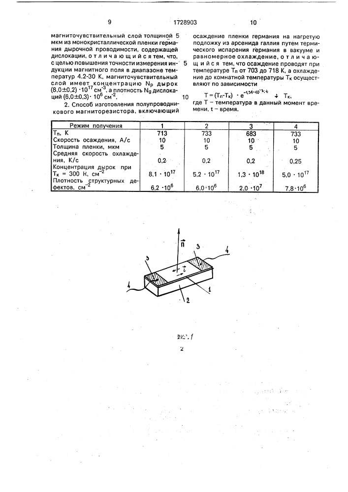 Полупроводниковый магниторезистор и способ его изготовления (патент 1728903)