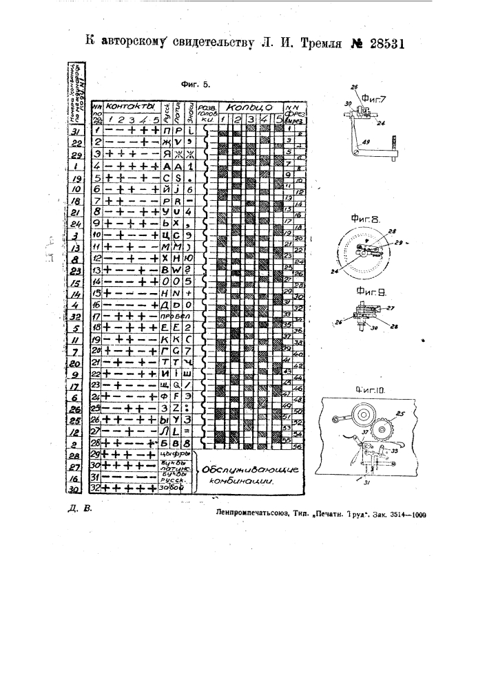 Асинхронный старт стопный буквопечатающий телеграфный аппарат (патент 28531)