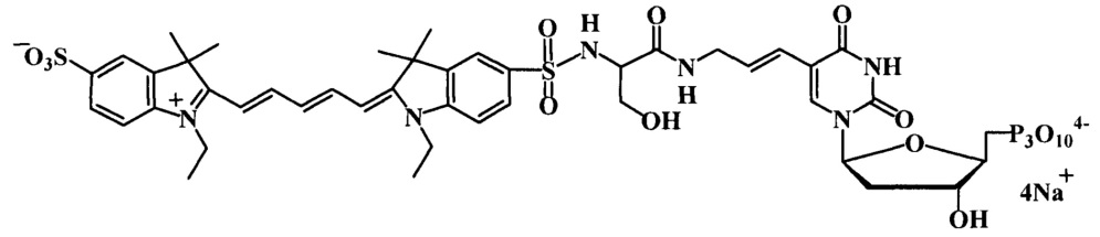 Дезоксиуридинтрифосфаты, связанные с цианиновыми красителями сульфамидоалкильными линкерами, для использования в пцр (патент 2667070)