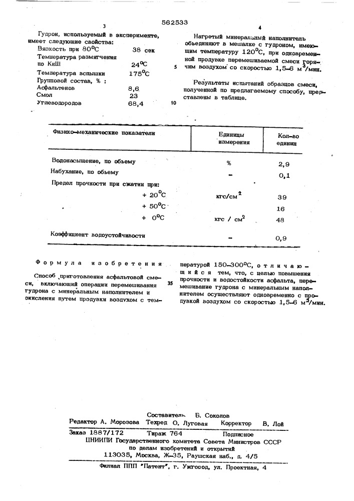 Способ приготовления асфальтовой смеси (патент 562533)