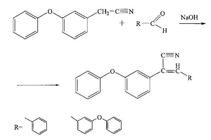 Способ получения 3-замещенных 2-(3-феноксифенил)акрилонитрилов (патент 2560178)