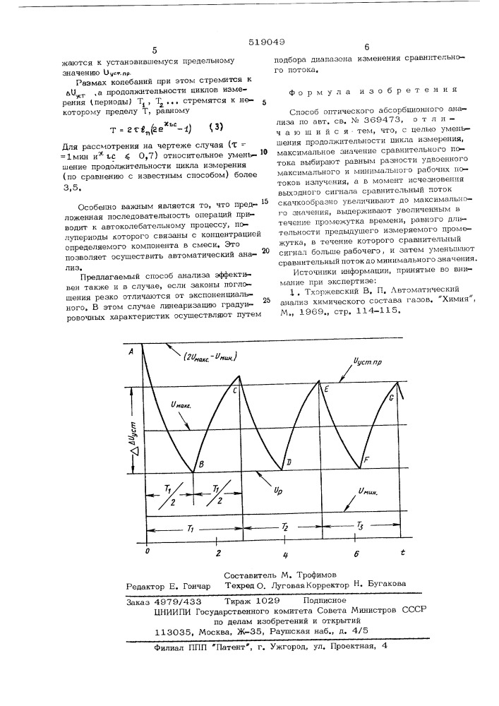 Способ оптического абсорбционного анализа (патент 519049)