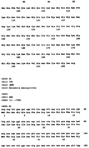 Пептид со свойствами антигена neisseria meningitidis, кодирующий его полинуклеотид, вакцина для лечения или предотвращения заболеваний или состояний, вызванных neisseria meningitidis, (варианты), антитело, связывающееся с указанным пептидом (патент 2252224)