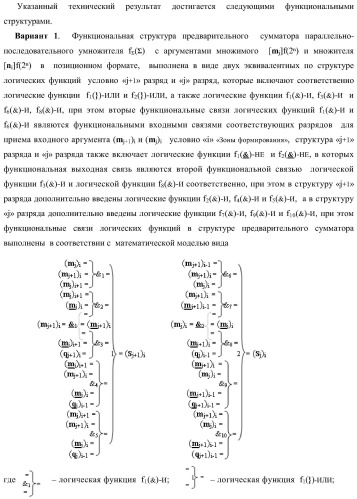 Функциональная структура предварительного сумматора параллельно-последовательного умножителя f ( ) с аргументами множимого [mj]f(2n) и множителя [ni]f(2n) в позиционном формате (варианты) (патент 2422879)