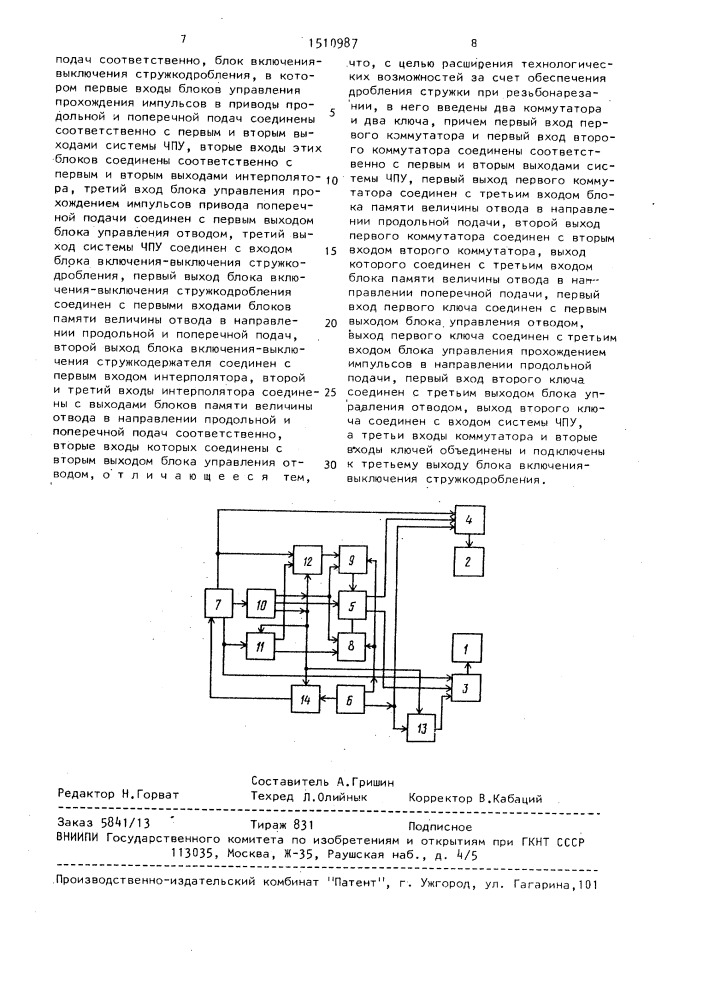 Устройство для дробления стружки на станках с чпу (патент 1510987)