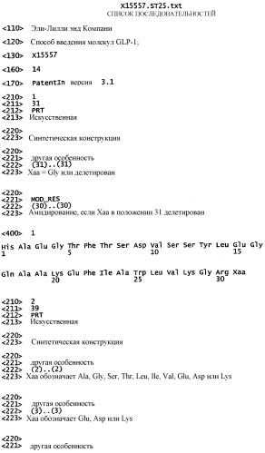 Способ введения молекул glp-1 (патент 2332229)