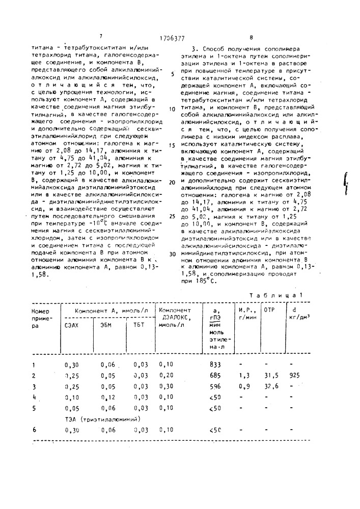 Каталитическая система для сополимеризации этилена и 1- октена в растворе, способ ее получения и способ получения сополимера этилена и 1-октена (патент 1706377)