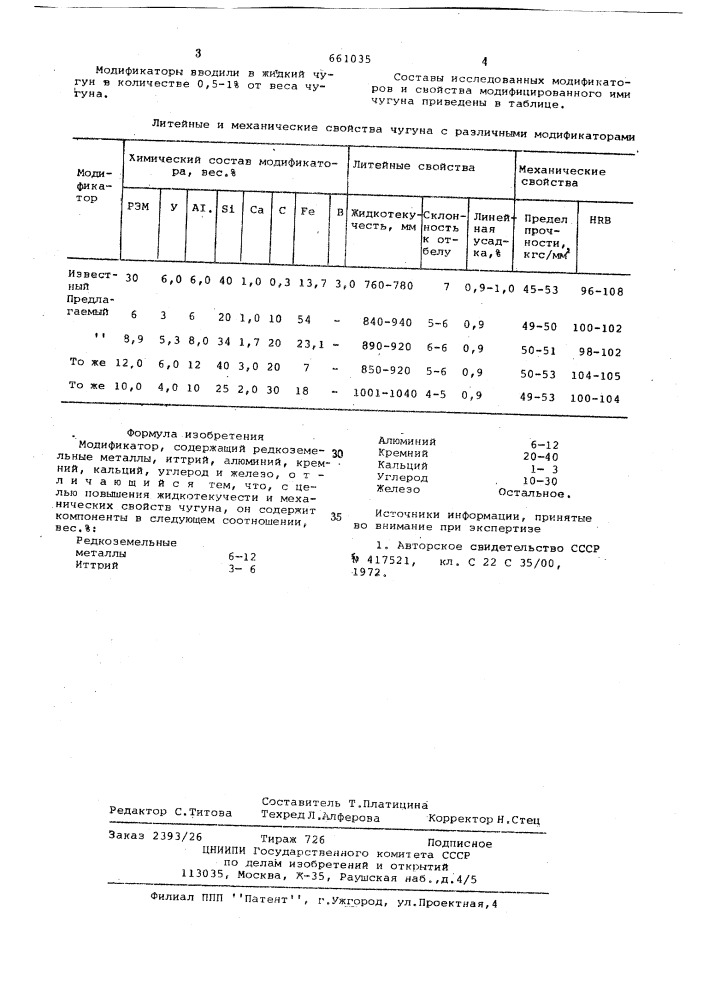 Модификатор (патент 661035)