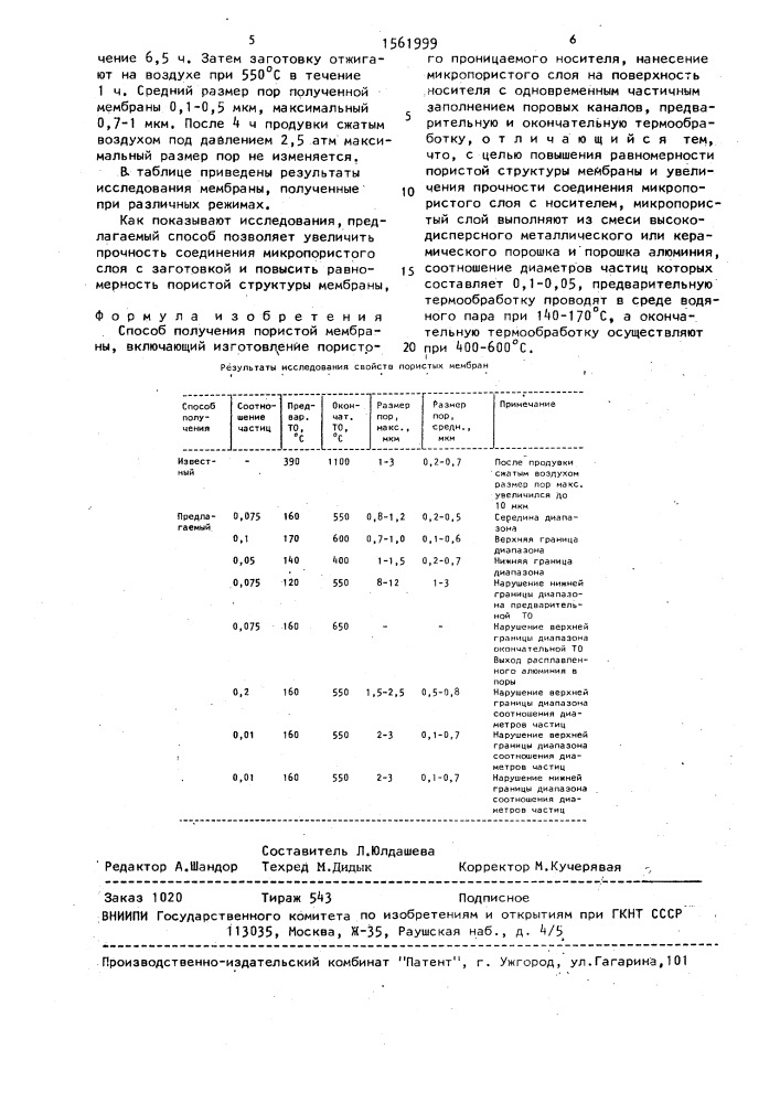 Способ получения пористой мембраны (патент 1561999)