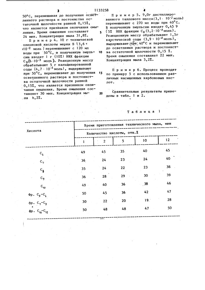 Способ получения технических мыл (патент 1133258)