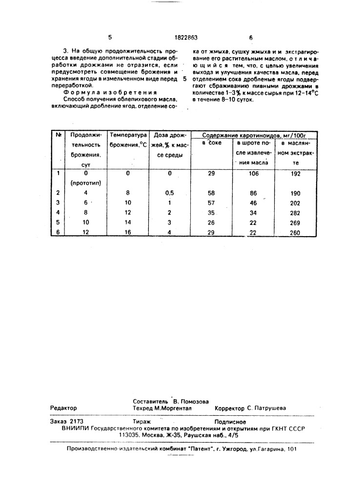 Способ получения облепихового масла (патент 1822863)