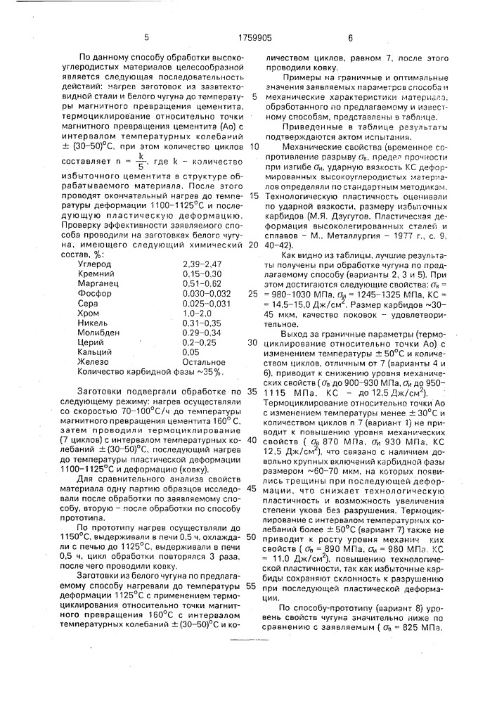 Способ обработки высокоуглеродистых сплавов (патент 1759905)