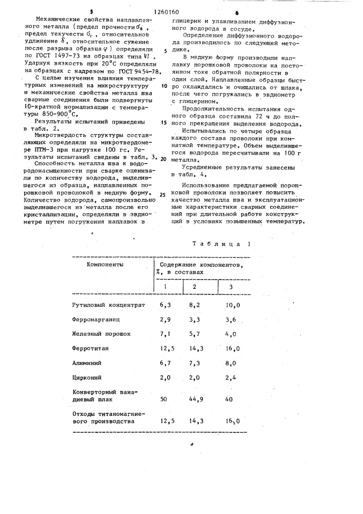 Порошковая проволока для сварки малоуглеродистых низколегированных сталей (патент 1260160)