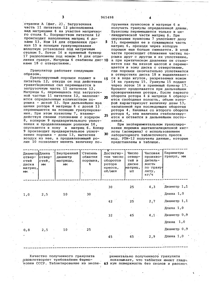 Гранулятор (патент 965498)