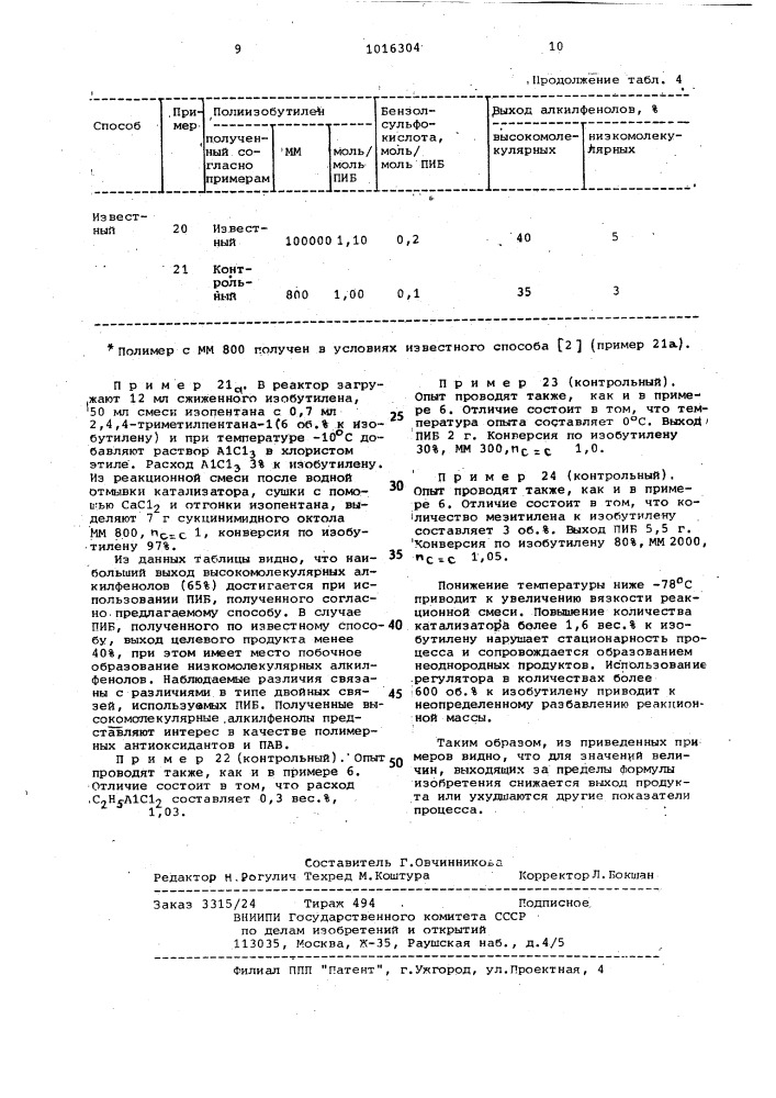 Способ получения полиизобутилена (патент 1016304)