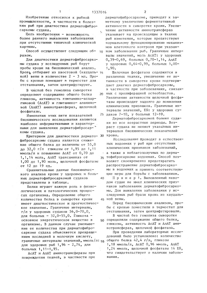 Способ диагностики дерматофибросаркомы судака (патент 1337016)