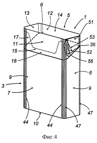 Твердая упаковка с откидной крышкой, предназначенная для табачных изделий (патент 2294308)