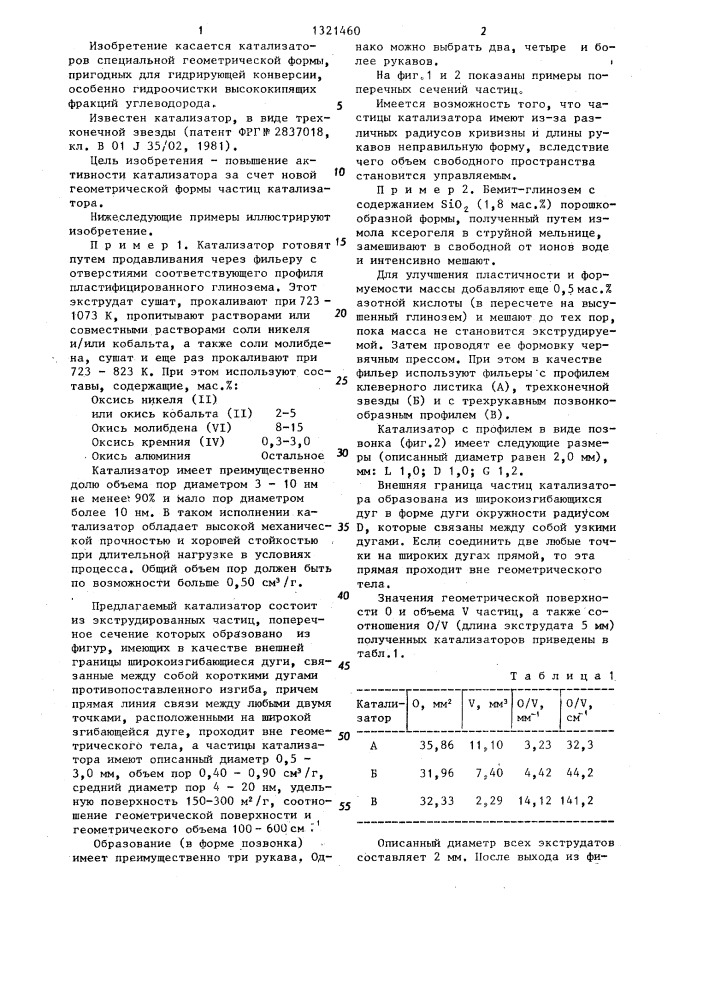 Специфические по форме частицы катализатора для реакций конверсии углеводородов (патент 1321460)