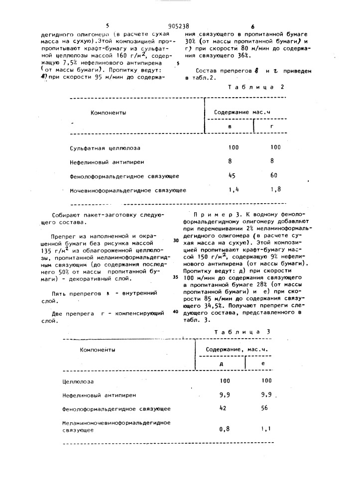 Препрег для бумажно-слоистых материалов (патент 905238)