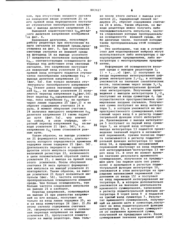 Устройство для моделирования нейрона (патент 883927)