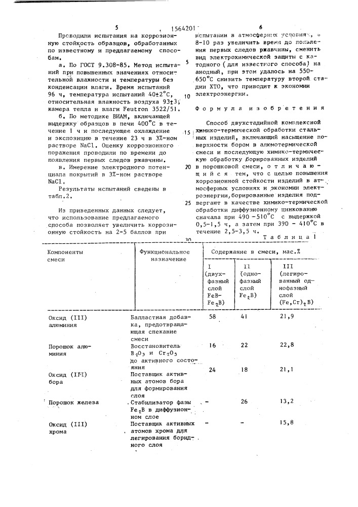 Способ двухстадийной комплексной химико-термической обработки стальных изделий (патент 1564201)